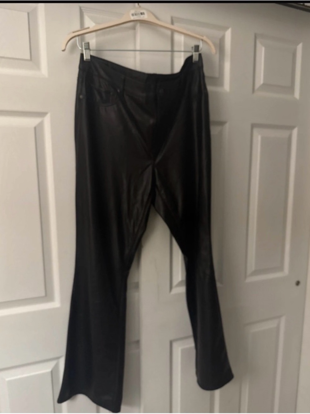 American Eagle Eagle Black Faux Leather Flared Pants